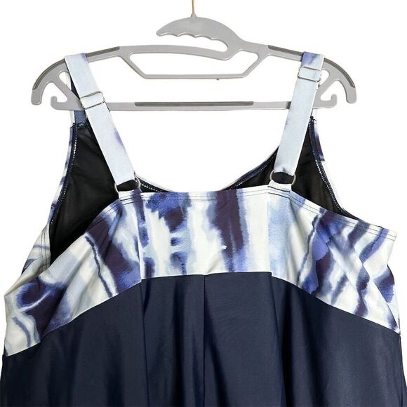 Avenue Women's Plus Size 22 Blue Tie-Dye Swimdress - Picture 6 of 9